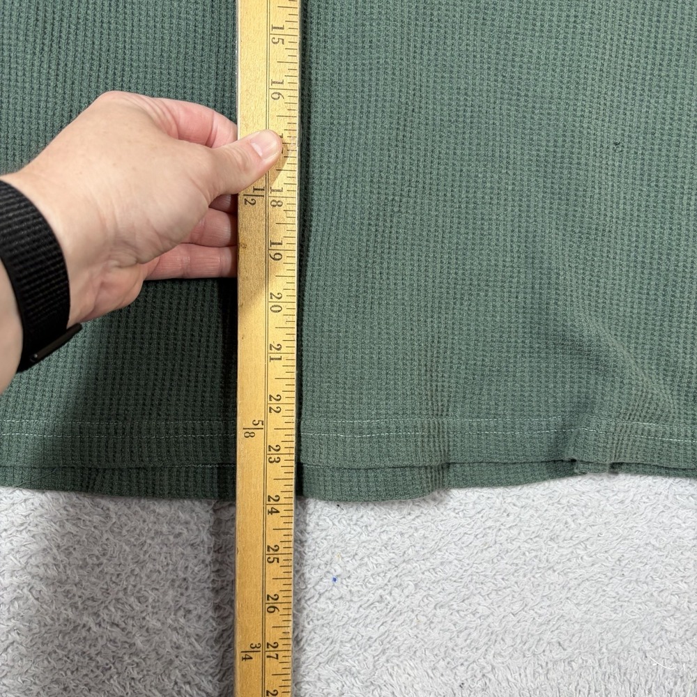 VINTAGE North Crest Henley Shirt Mens Large Green Waffle Knit Ribbed Boxy Fit - Picture 6 of 7
